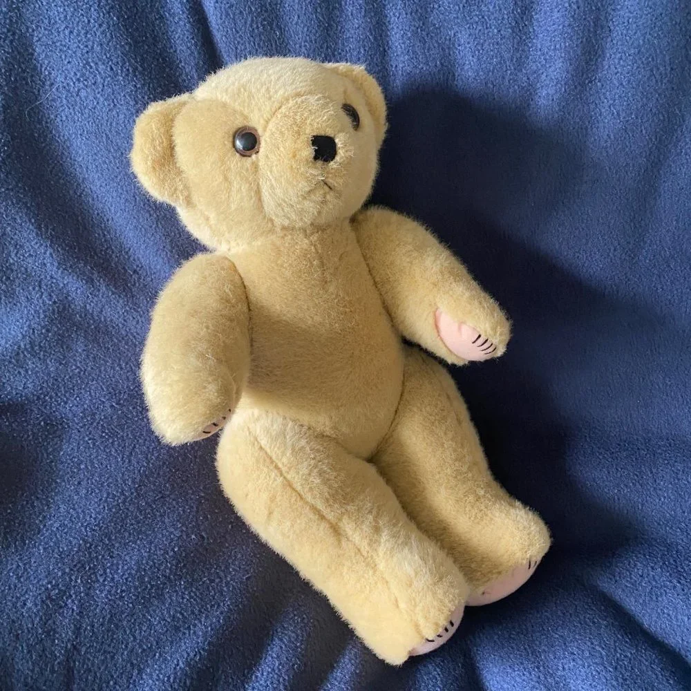 Vintage San Francisco Music‎ Box Comp. musical jointed tan plush bear Works!